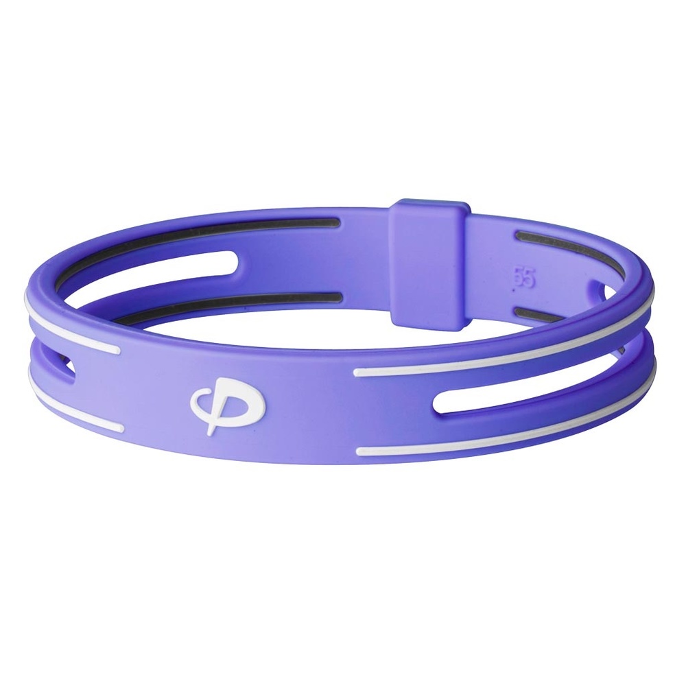 Phiten Purple White S-Pro Aqua-Titanium Silicone Bracelet 6 3/4" 17 cm RT0032B